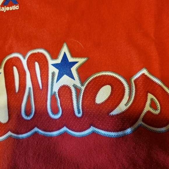PHILADELPHIA PHILLIES MAJESTIC T SHIRT MEN'S M RED 100% COTTON FRANCO #7 - Picture 3 of 10
